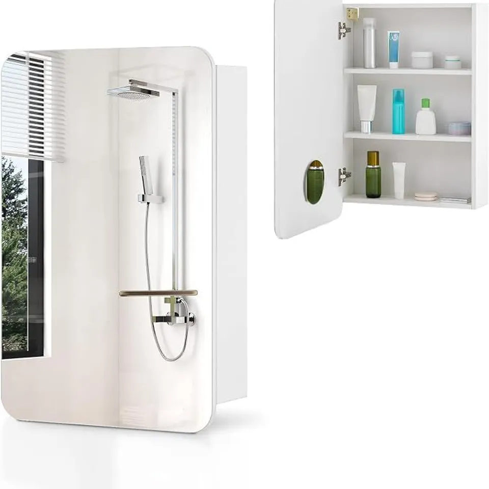 BOXED BATHROOM STORAGE CABINET WITH MIRROR
