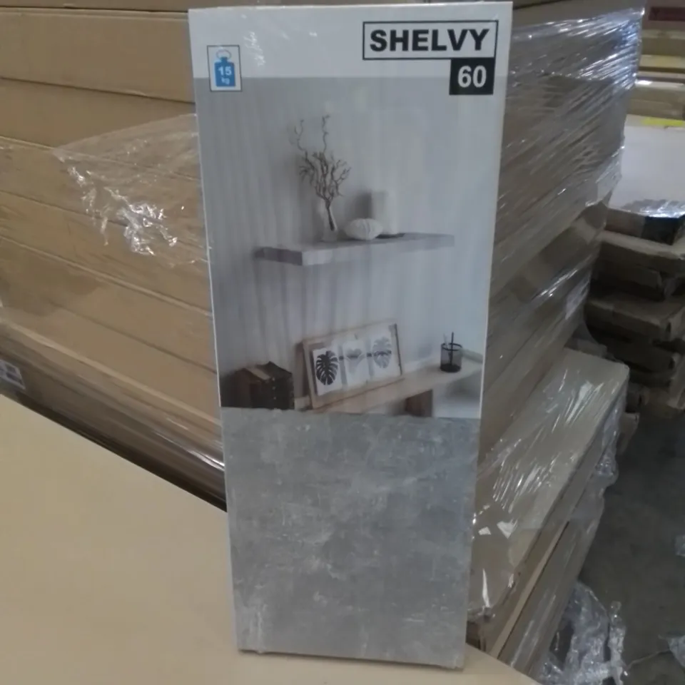 BRAND NEW AND BOXED SHELVY-60 SET OF 5 WALL SHELFS - COLOUR: STRUCTURED CONCRETE (1 BOX)