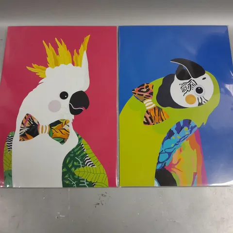 TWO ASSORTED LUCA ROSE DESIGN PRINTS TO INCLUDE; 'MIGHTY MACAW' UNFRAMED PRINT AND 'CLEVER COCKATOO' UNFRAMED PRINT