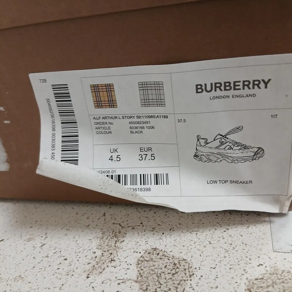 BURBERRY LOW TOP SNEAKER – BLACK, UK 4.5 (EUR 37.5)