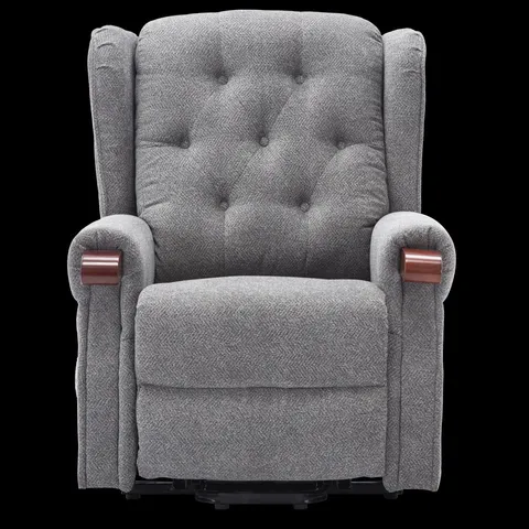 BOXED GREY FABRIC POWER RISE & RECLINING EASY CHAIR (2 BOXES)