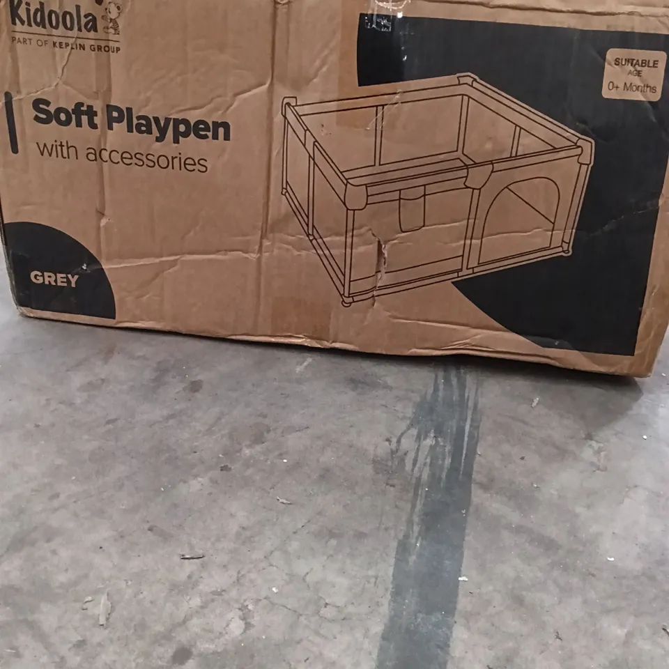 BOXED KEPLIN SOFT PLAYPEN WITH ACCESSORIES FOR KIDS GREY COLOUR