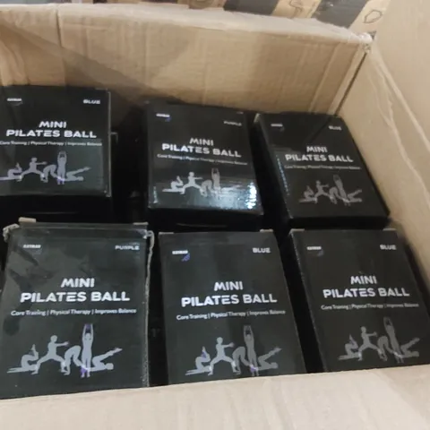 BOX CONTAINING APPROXIMATELY 40X BOXED MINI PILATES BALLS