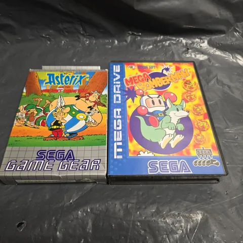 TWO ASSORTED SEGA GAMES TO INCLUDE; MEGA BOMBERMAN(MEGA DRIVE) AND ASTERIX AND THE SECRET MISSION(GAME GEAR)