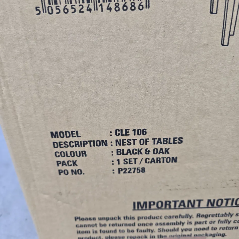 CLE 106 NEST OF TABLES – BLACK & OAK (1 SET)