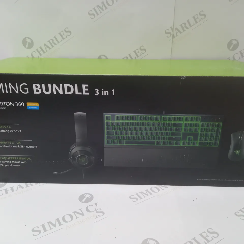 BRAND NEW BOXED RAZER GAMING BUNDLE 3 IN 1 TO INCLUDE - GAMING HEADSET, MEMBRANE RGB KEYBOARD AND ESSENTIAL GAMING MOUSE