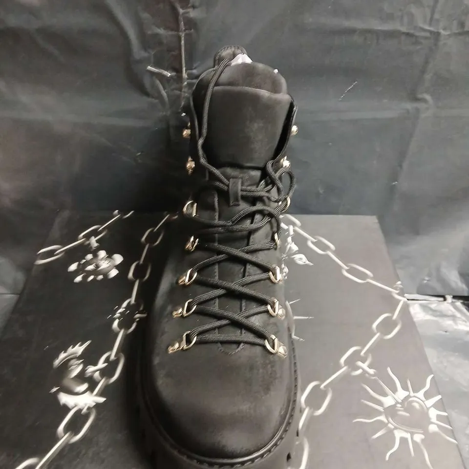 BOXED PAIR OF KOI BLACK LEATHER HIKING BOOTS – MEN'S FOOTWEAR - UK SIZE 12