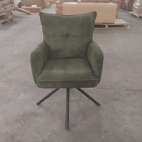 DESIGNER GREEN UPHOLSTERED SWIVEL CHAIR