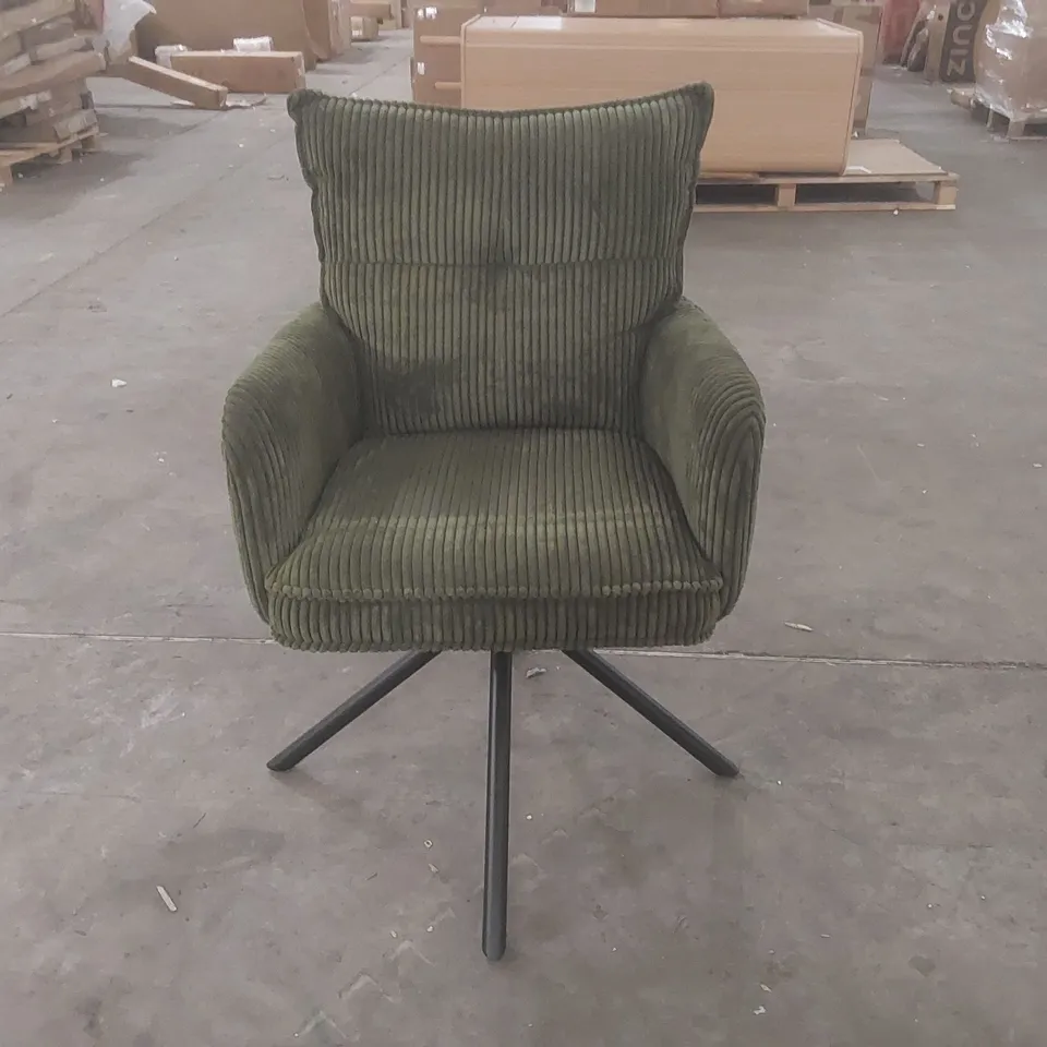 DESIGNER GREEN UPHOLSTERED SWIVEL CHAIR