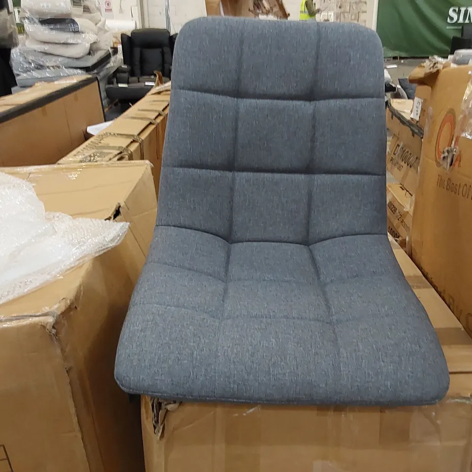 BOXED SET OF 2 DESIGNER GREY FABRIC CHAIRS (1 BOX)