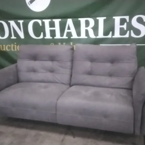 QUALITY ITALIAN BLOZANO ELECTRIC RECLINER DARK GREY FABRIC UPHOLSTERED THREE SEATER SOFA
