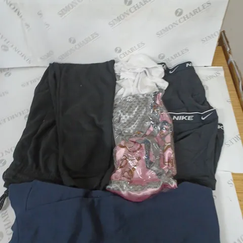 LARGE BOX OF ASSORTED CLOTHING ITEMS IN VARIOUS COLOURS AND SIZES INCLUDING TROUSERS , TOPS AND JUMPERS