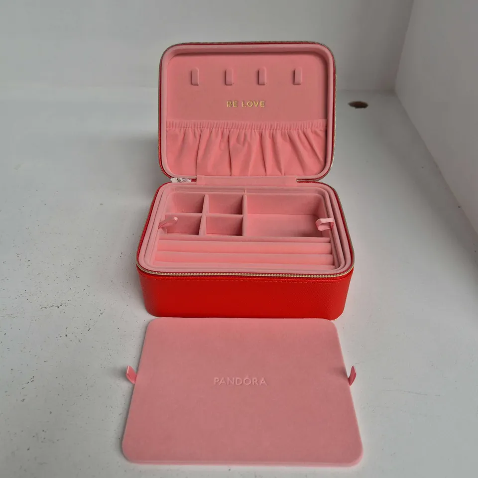 PANDORA RED JEWELLERY STORAGE BOX WITH PINK INTERIOR