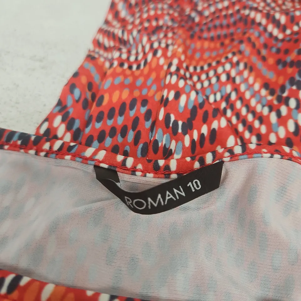 ROMAN ZIG ZAG PRINT MIDI DRESS – RED, UK SIZE 10