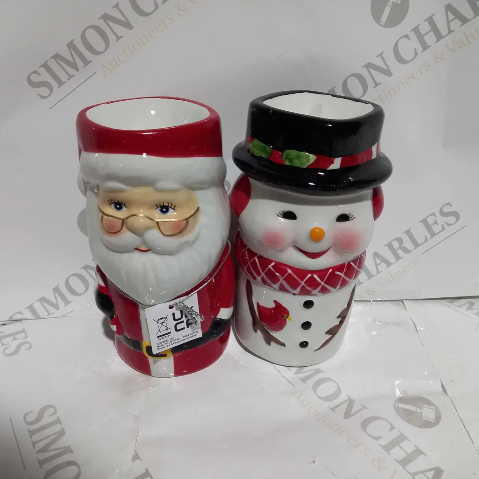 MR CHRISTMAS SET OF 2 CERAMIC CHARACTER CANDLES