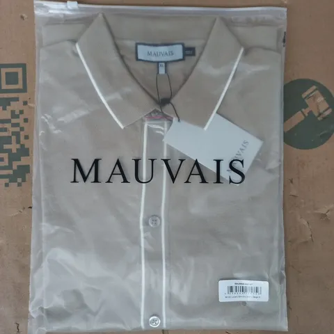 BAGGED MAUVAIS LUCIANO SLIM KNIT SHIRT IN BEIGE SIZE XL