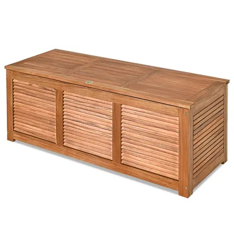 BOXED 180 LITRE ACACIA WOOD DECK BOX GARDEN BENCH CONTAINER (1 BOX)