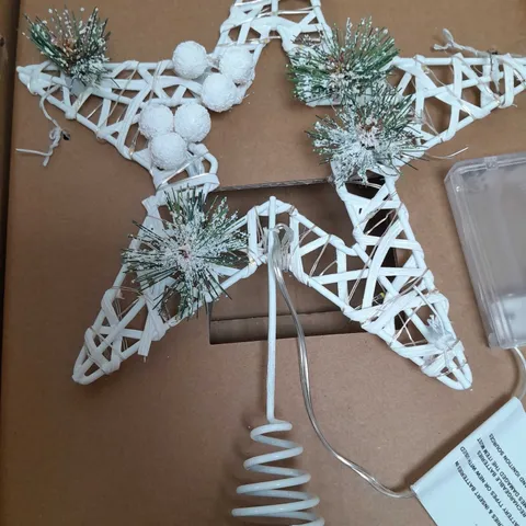 PRE LIT WHITE STAR TREE TOPPER