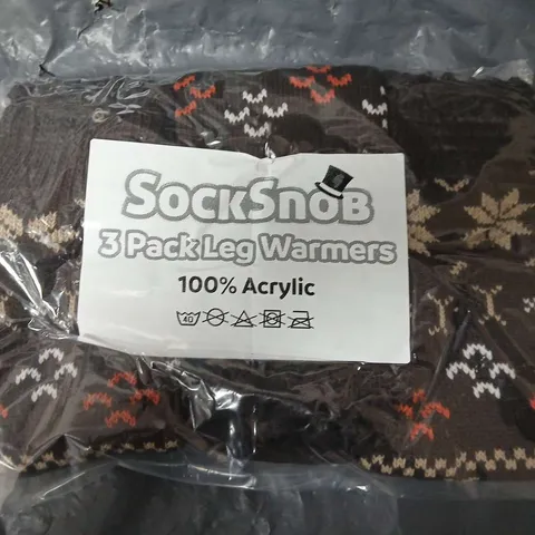 APPROXIMATELY 80 PAIRS OF SOCK SNOB PATTERNED LEG WARMERS IN BROWN