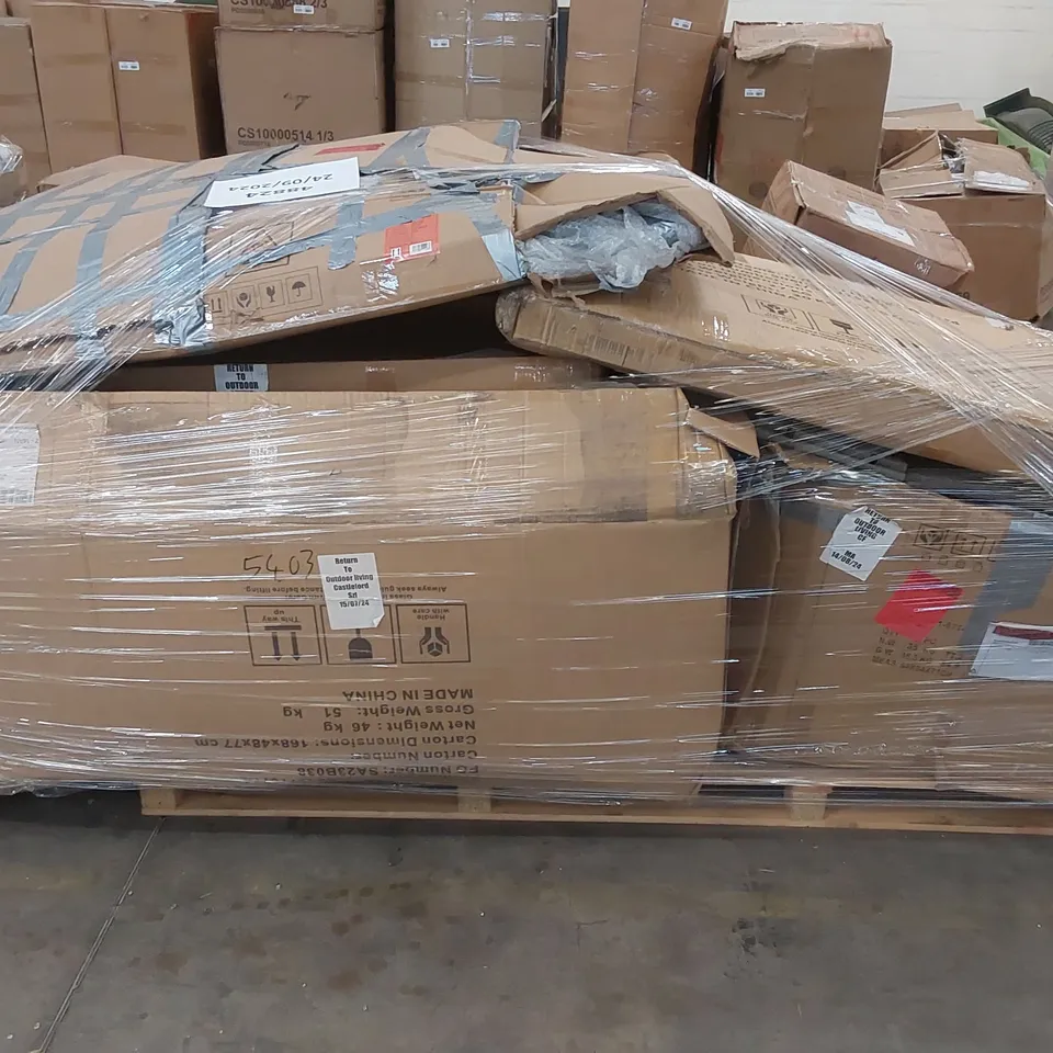 PALLET OF ASSORTED INCOMPLETE PATIO/GARDEN FURNITURE PARTS AND INCOMPLETE SETS