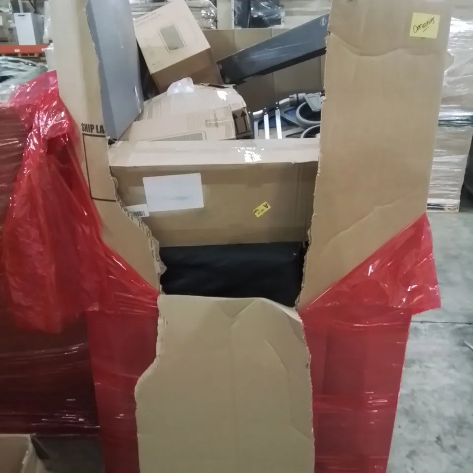 PALLET CONTAINING VARIOUS ASSORTED ITEMS TO INCLUDE: AQUARIUM LIGHTS, SMART HEATERS, SHOPPING CART/TROLLY AND LOTS MORE UNMARKED BOXED ITEMS 