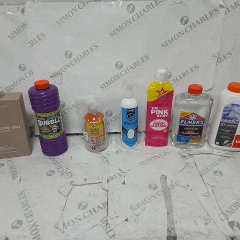 10 HOUSEHOLD ITEMS TO INCLUDE BUBBLE MIXTURE, THE PINK STUFF, AND SPIDER REPELLENT ETC.