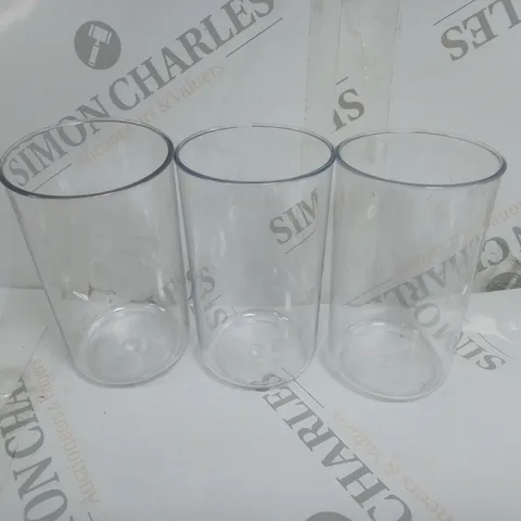 BOX OF APPROXIMATELY 70 BAMIX 400ML PLASTIC BEAKERS WITH APPROXIMATELY 12 BAMIX BLACK LIDS