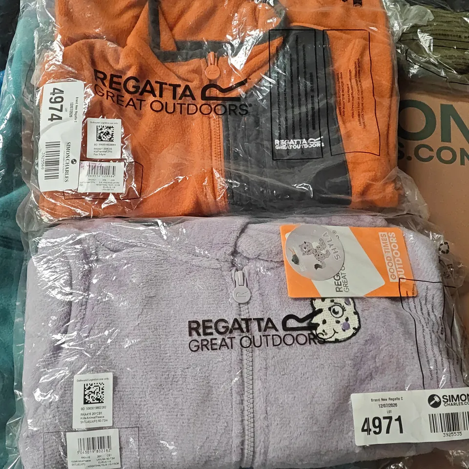LOT OF 9 ASSORTED BRAND NEW REGATTA JACKETS AND FLEECES IN VARIOUS STYLES AND SIZES