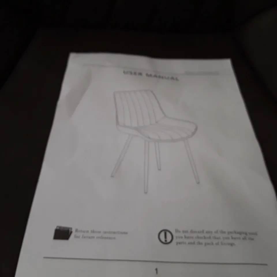 BOXED SET OF 2 UPHOLSTERED FAUX LEATHER DINING CHAIRS - GREY (1 BOX)