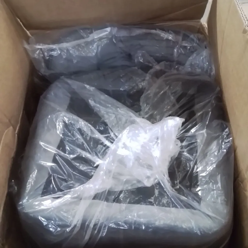 BOXED GARVIES SET OF TWO DARK GREY VELVET UPHOLSTERED DINING CHAIRS