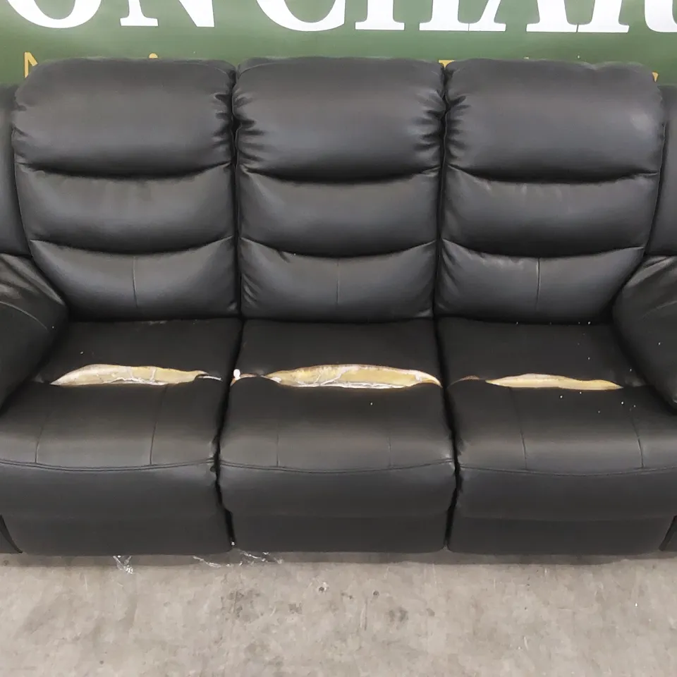 QUALITY DESIGNER FAUX LEATHER 3 SEATER RECLINER SOFA - DAMAGED