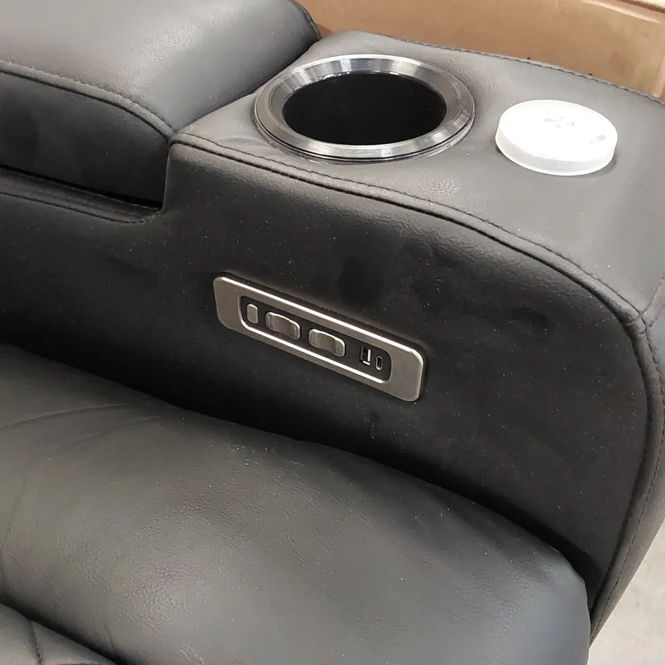 DESIGNER BLACK ELECTRIC RECLINING ARMCHAIR WITH CUPHOLDERS 