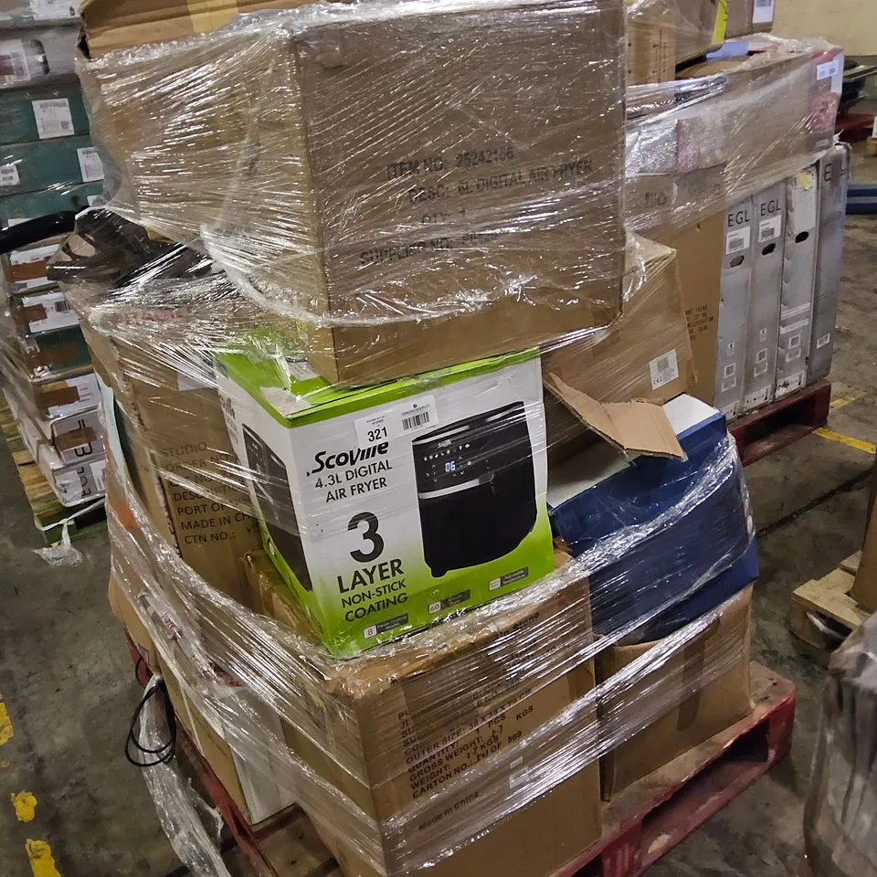 PALLET OF ASSORTED ELECTRICAL ITEMS, INCLUDING, AIR FRYERS, VACUUM CLEANERS