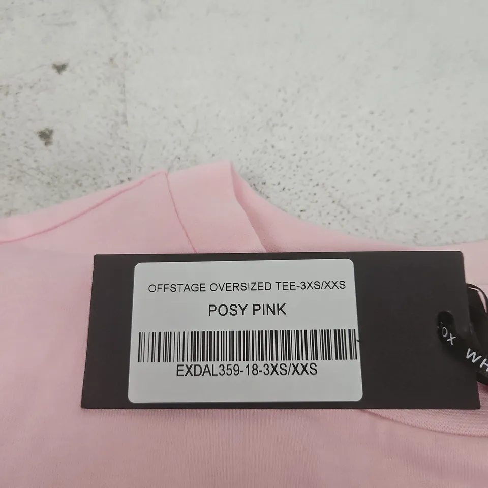 WHITE FOX OFFSTAGE OVERSIZED TEE – POSY PINK, UK XXS (3XS/XXS)