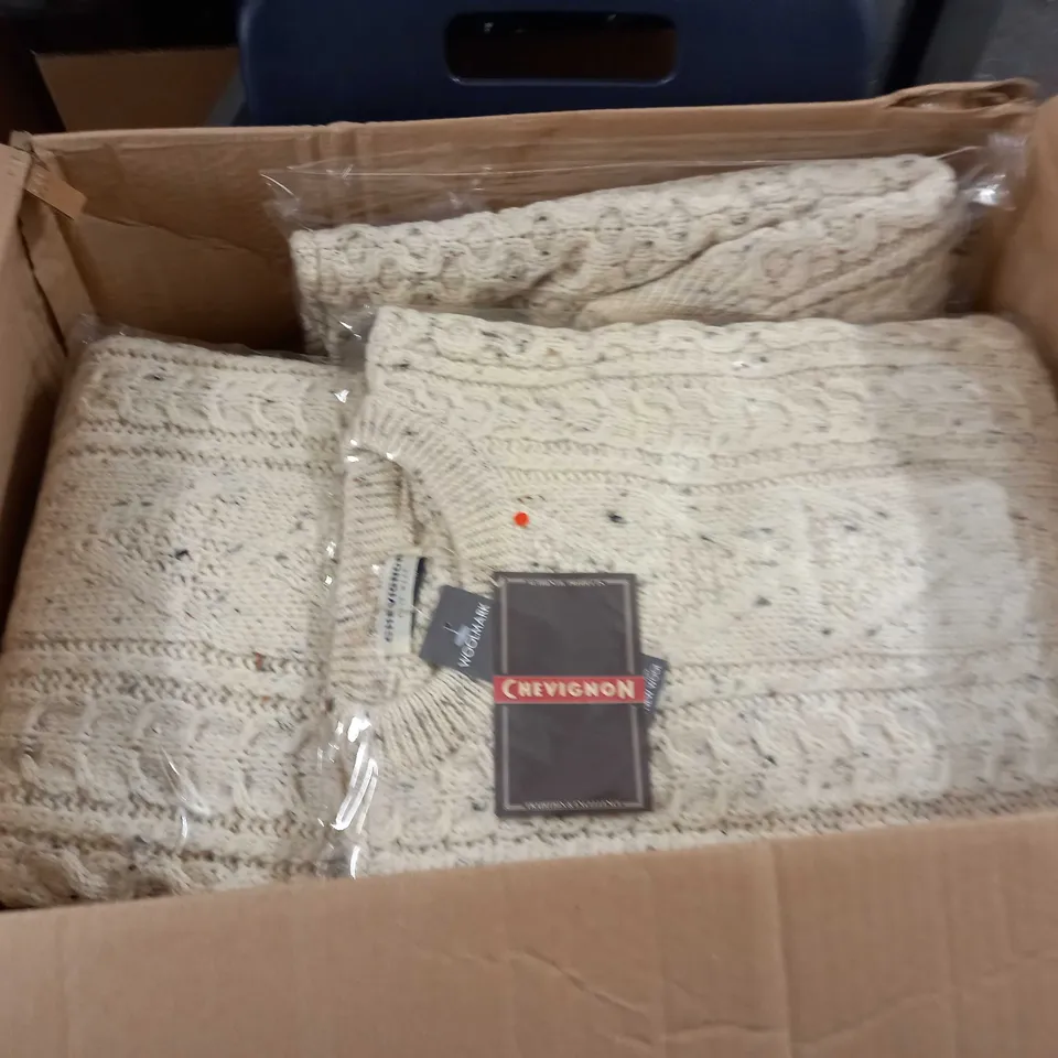 LOT OF 9 PURE NEW WOOL KNITTED JUMPERS - VARIOUS SIZES