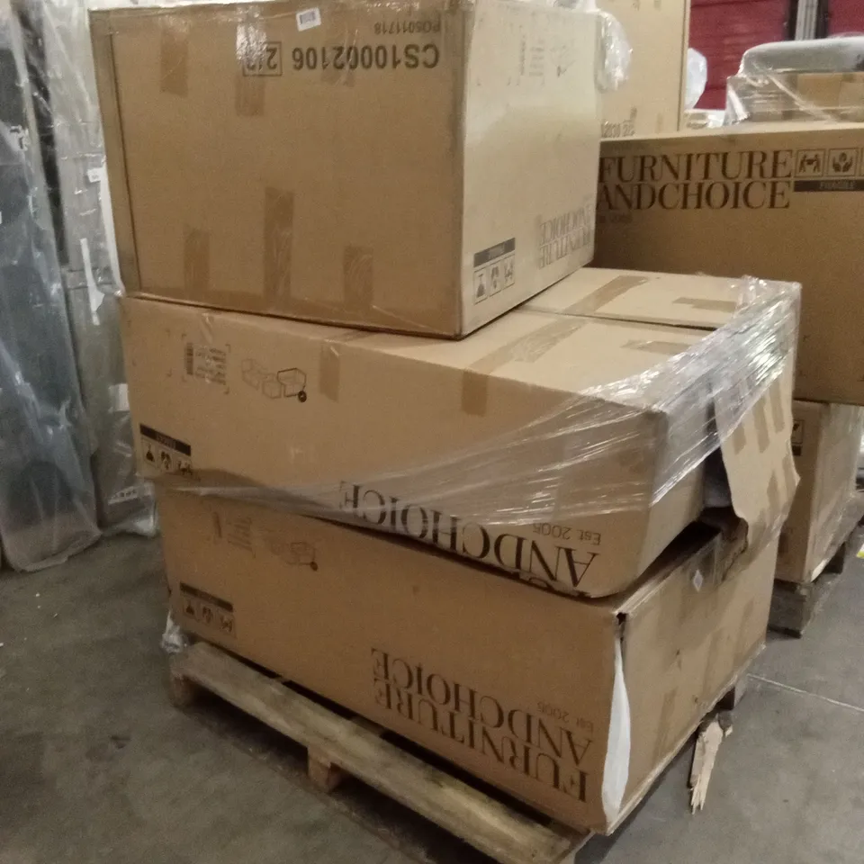 PALLET OF ASSORTED INCOMPLETE OR DAMAGED SOFA PARTS AND PIECES