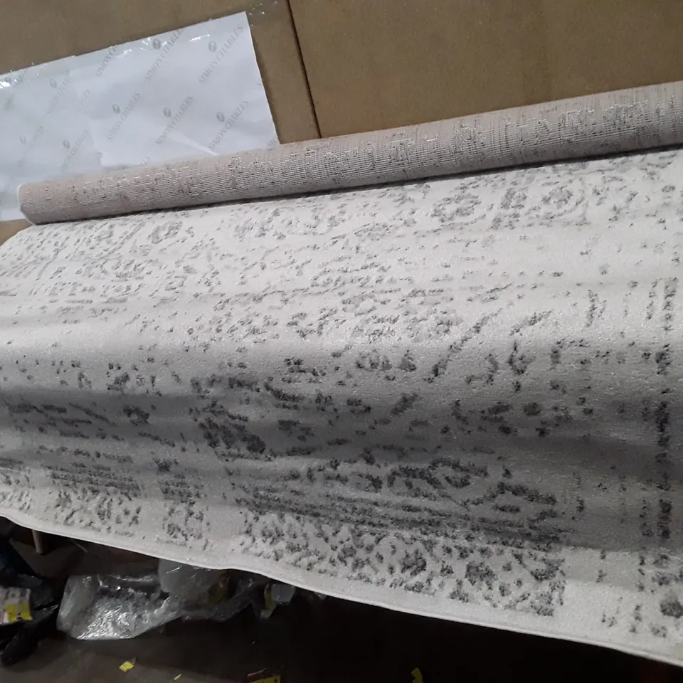 HELEN POWER LOOM GREY/OFF WHITE RUG - 6'7" X 9'