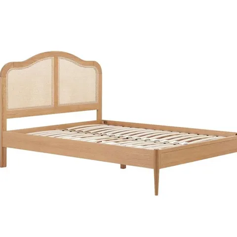 BOXED BIRLEA LEONIE DOUBLE SIZE RATTAN BED - OAK (2 BOXES)