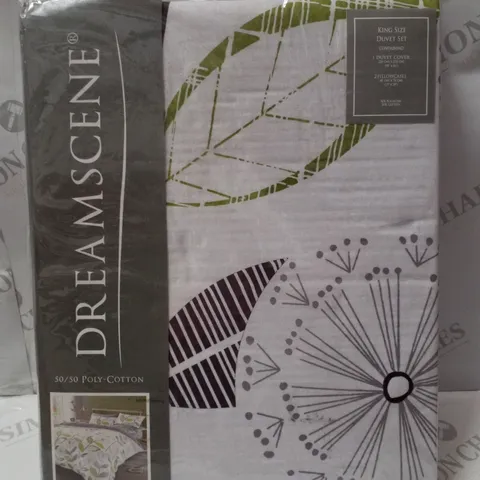 BRAND NEW DREAMSCENE ALLIUM KING 228×218CM DUVET COVER SET - GREEN/GREY