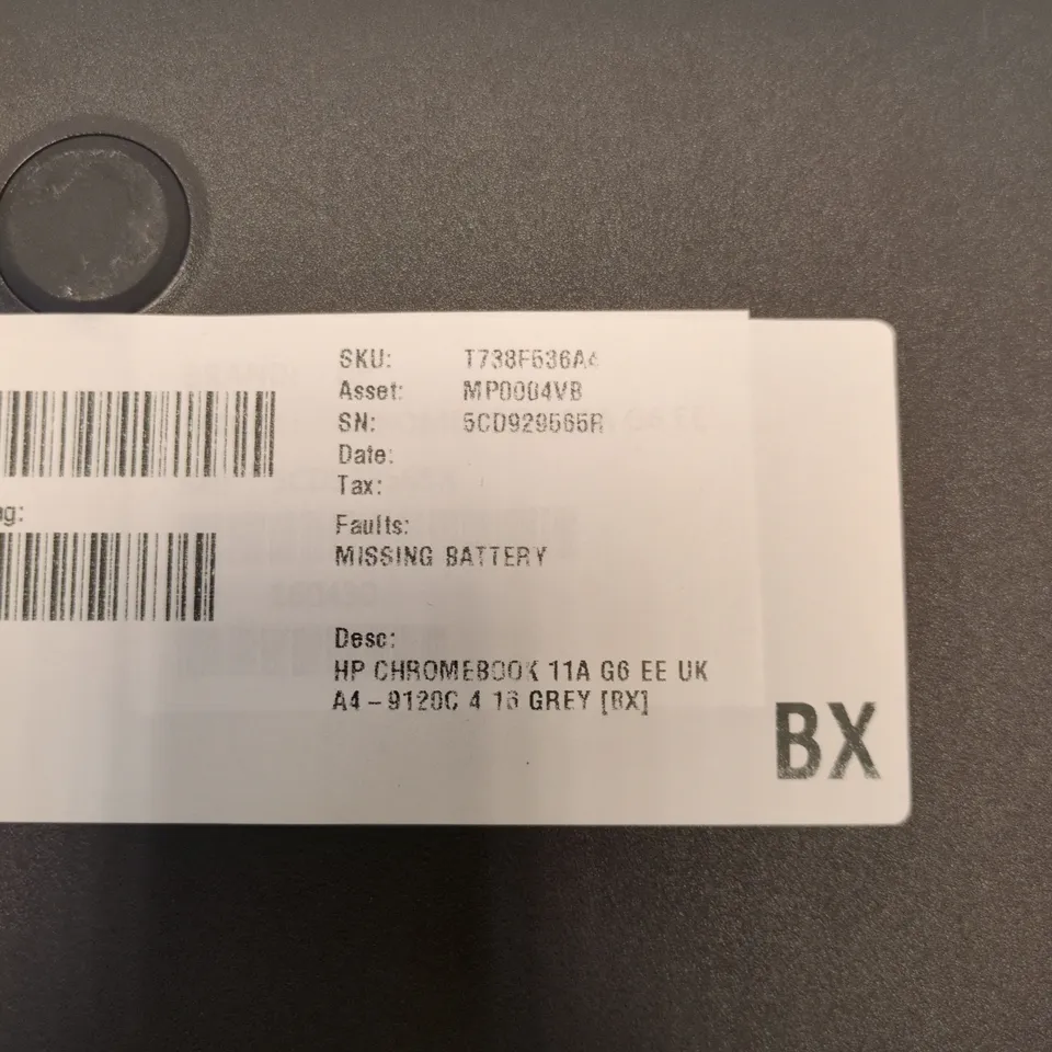 HP CHROMEBOOK 11A G6 EE UK – GREY LAPTOP MISSING BATTERY