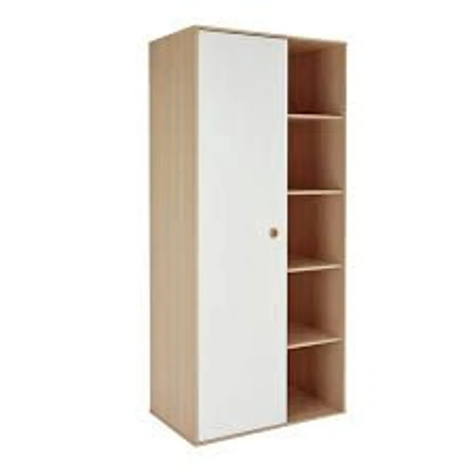 BOXED CAMDEN 1 DOOR WARDROBE WHITE/OAK 