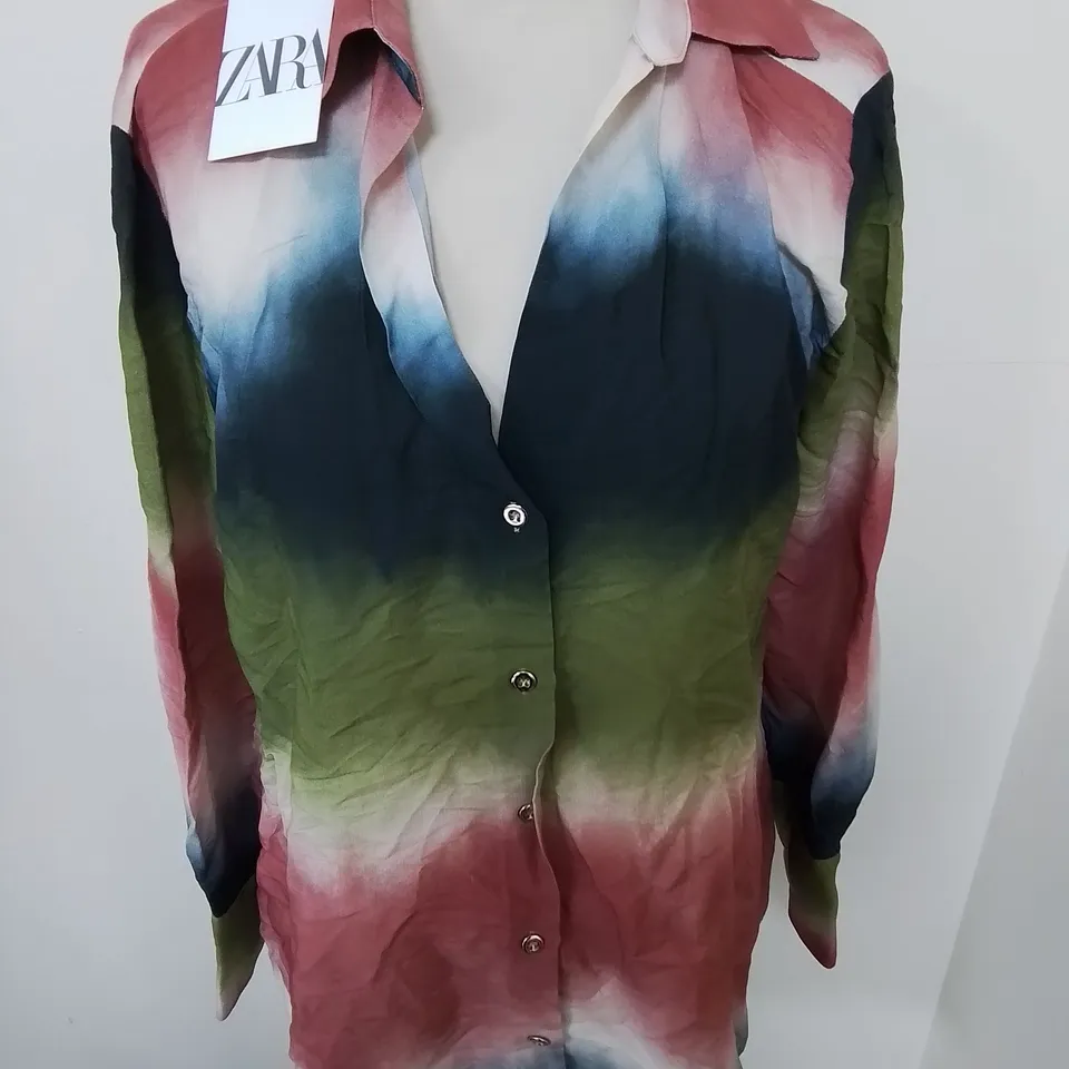 ZARA LONG SLEEVE BLOUSE IN MULTI - UK M