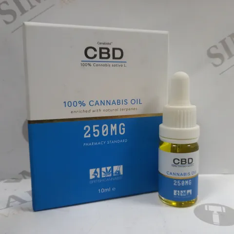 BOX OF 2 X 10ML CANABIDOL CBD 100% CANNABIS OIL 250MG DROPS