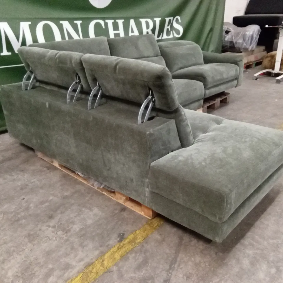 DANETTI SERENE DARK GREEN FABRIC LARGE LEFT HAND CORNER CHAISE RECLINER SOFA RRP £3499