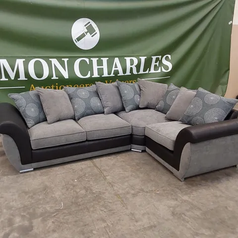 QUALITY DESIGNER DANUBE SCATTERBACK CORNER SOFA - BLACK/GREY