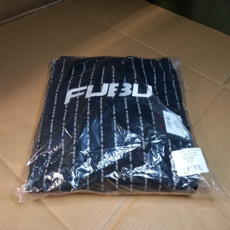 FUBU BLACK/LOGO VARSITY PINSTRIPE HOODIE - LARGE