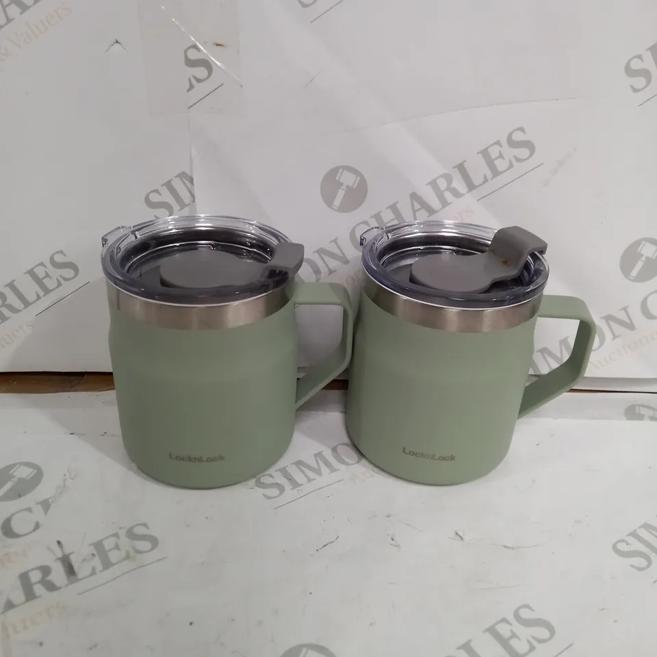 BOXED LOCK & LOCK SET OF INSULATED STAINLESS STEEL MUGS, SAGE