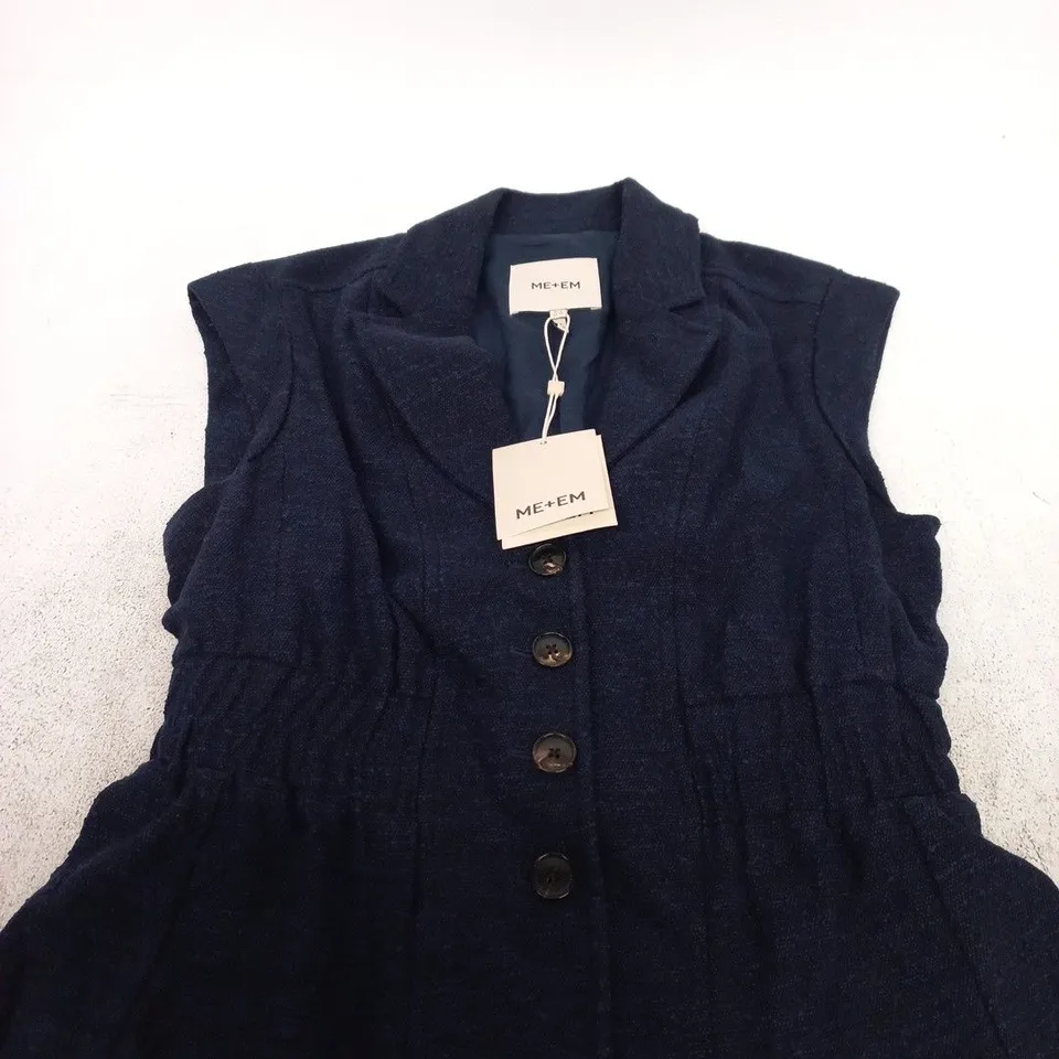 ME+EM TEXTURED SHORT SLEEVE JACKET – NAVY, UK 10