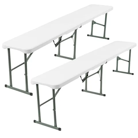 BOXED 6FT FOLDING BENCH SET WHITE 
