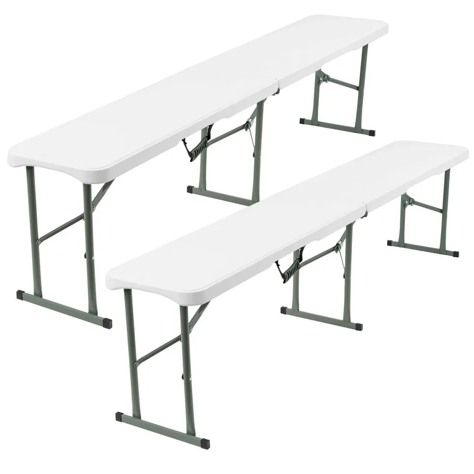 BOXED 6FT FOLDING BENCH SET WHITE 